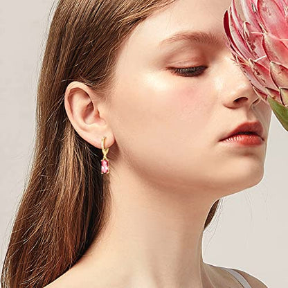 Multicolor Crystal Dangle Studs Earrings Set for Women 925 Silver Hypoallergenic Dangle Earrings Leverback Drop Earring Fashion Cubic Zirconia Leverback Stud Earring Sets Trendy Cubic Zirconia Jewelry Gifts for Women - style: 6-D-G