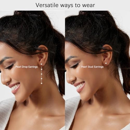 HERIER Gold Jewelry Set for Women - Dainty 14K Gold/Silver Plated Pearl Choker Necklace, Drop Earrings & Bracelets - Wedding Trendy Pearl Jewelry Gift - color: Pearl Jewelry Set-Silver