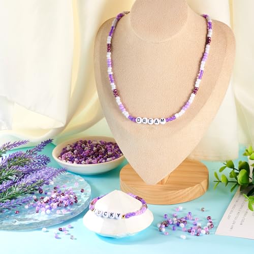 0.22lb 4mm Random Glass Seed Pony Beads 6/0 Mix Rondelle Crystal Seed Bead Kit for Crafts DIY Friendship Bracelets Embroidery Jewelry Making Supplies Bulk Purple - color: Random Purple