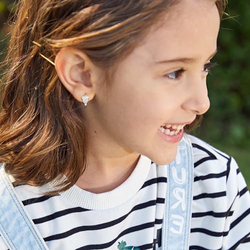 Sterling Silver Trendy Mouse Earrings Huggie Hoop Cubic Zirconia Dainty Earring White Gold Plated Hypoallergenic Jewelry Fashion Birthday Gift for Women