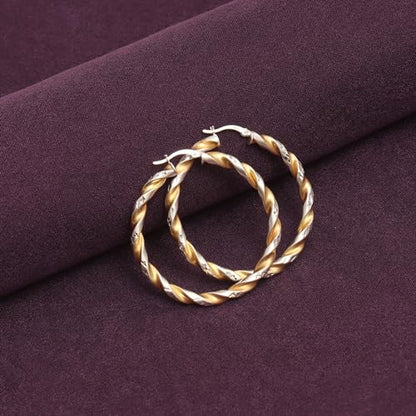 LeCalla 925 Sterling Silver Large Hoop Earrings | Lightweight High-Polished Italian Handmade Earring Hoops | Round Shaped Statement Hoops Earring for Women - color: Twisted Two_Tone-45MM