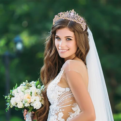 TAROSE Tiaras for Women, Birthday Crown and Sash for Girls | Birthday Sash Sunglasses Outfit, Birthday Gift for Women Girls, Goddess Crown Bride/Halloween/Prom/Party/Costume - color: 1 E. Gold+purple