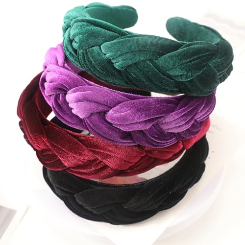 DRESHOW Velvet Braided Headband Women Hair Hoop Elastic Hair Bands Fashion Headbands for Women - color: 1 Pc Velvet Hair Hoop: Burgundy