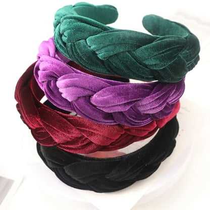 DRESHOW Velvet Braided Headband Women Hair Hoop Elastic Hair Bands Fashion Headbands for Women - color: 1 Pc Velvet Hair Hoop: Burgundy