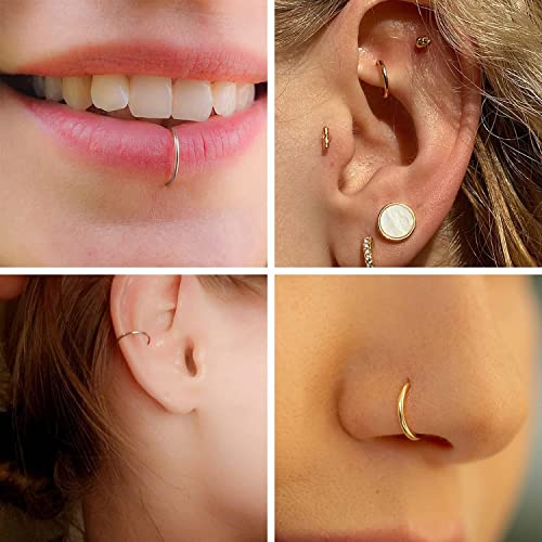 YACHY 11PCS/9PCS 16G Eyebrow Piercing Jewelry for Women Men, Eyebrow Rings Rook Earrings Rook Piercing Jewelry Belly Lip Ring Curved Barbells Eyebrow Piercing Cartilage Daith Helix Tragus Body Piercings - color: N-12Pcs-Rose Gold-6mm