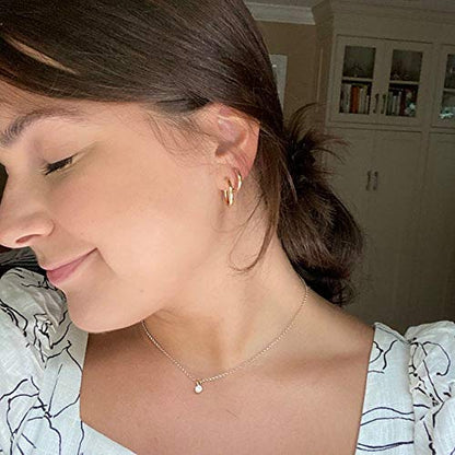Gold Hoop Earrings for Women 14K Gold Plated | 925 Sterling Silver Post Hypoallergenic Hoop Earrings - color: Gold, size: 14-16-20mm