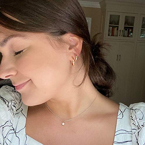 Gold Hoop Earrings for Women 14K Gold Plated | 925 Sterling Silver Post Hypoallergenic Hoop Earrings - color: Gold, size: 14-16-20mm