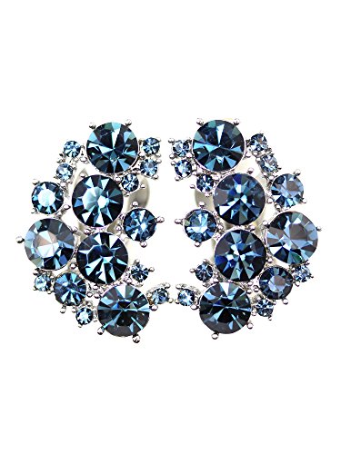 Faship Gorgeous Clip Ons Floral Earrings - color: Navy Blue