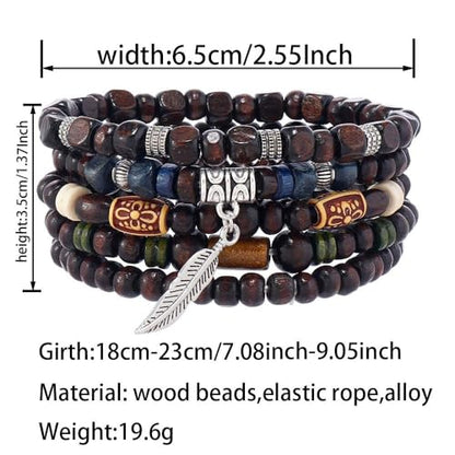 Wood Bead Necklace Africa Wooden Chain Statement Unisex Chunky Necklaces - color: 5 Wooden bracelet-20