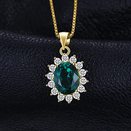 JewelryPalace Princess Diana Kate Middleton Natural Amethyst Citrine Garnet Peridot Topaz Created Ruby Sapphire Simulated Emerald Pendant Necklace for Women, 925 Sterling Silver Gemstone Jewelry Set - color: E-Yellow Gold Plated Brass-emerald