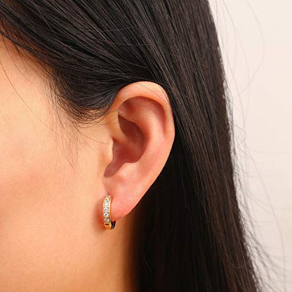Barzel 18K Gold Plated Cubic Zirconia Huggie Cuff Earrings For Women - color: Gold Round