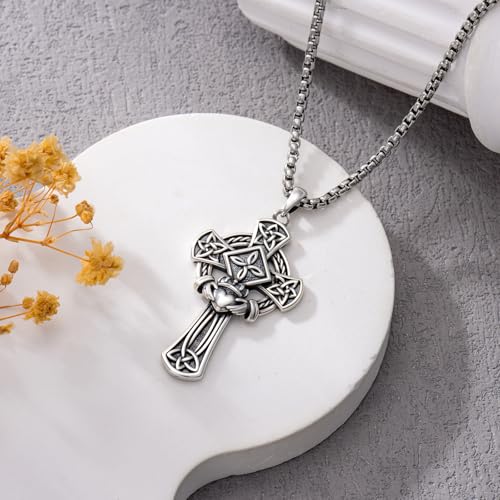 Cross Necklace for Men Women 925 Sterling Silver Cross Pendant Necklace Christian Religious Jewelry Gifts for Anniversary - color: 2-Celtic Cross-2