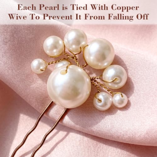 12Pcs Pearl Bobby Pins, Ymapinc Bridal Pearl Pins for Hair | Decorative Hair Clips Barrette, Bride Jewelry for Wedding Hairstyles (1set-12pcs, Coffee)