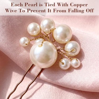 12Pcs Pearl Bobby Pins, Ymapinc Bridal Pearl Pins for Hair | Decorative Hair Clips Barrette, Bride Jewelry for Wedding Hairstyles (1set-12pcs, Coffee)