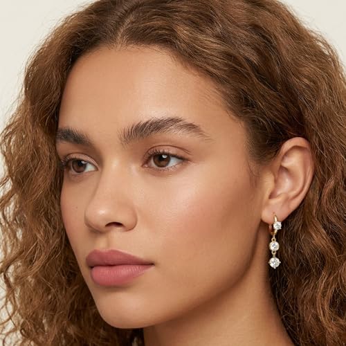 Mchic Dangle Earrings for Women: 18K Gold Plated CZ Drop Earrings Dainty Trendy Hypoallergenic Teardrop Bridal Wedding Style, Sparkly Elegant Dangling Jewelry Gift for Women Bridesmaid Prom Formal - color: Style 9-Gold