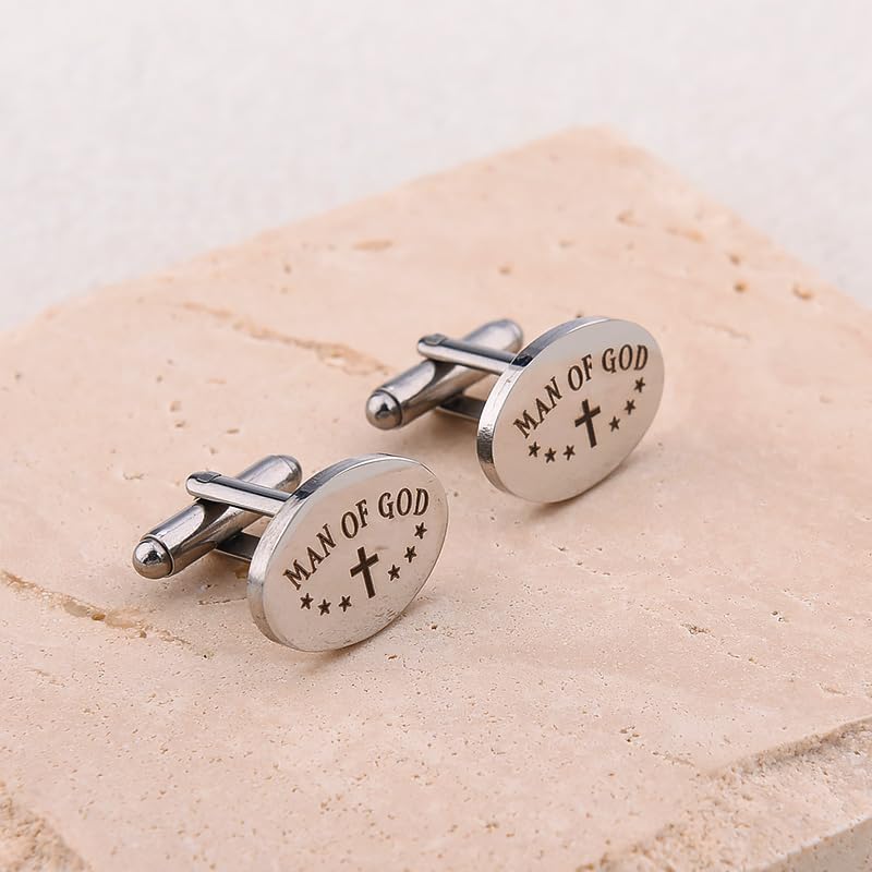 Religious Cufflinks for Men Christian Gifts for Dad Son Grandpa Fathers Day Gift for Husband Uncle Man Of God - style: man of god 03