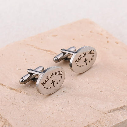 Religious Cufflinks for Men Christian Gifts for Dad Son Grandpa Fathers Day Gift for Husband Uncle Man Of God - style: man of god 03