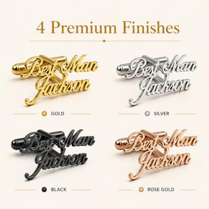 Custom Name Cufflinks for Men, Personalized Cuff Links with Raised Script Monogram, Wedding Cufflinks for Groom Groomsmen Best Man Father of Bride Husband Dad Anniversary Birthday Gifts - color: AA