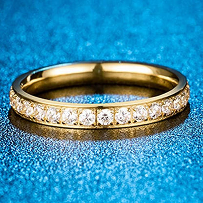 Jude Jewelers 3mm Stainless Steel Cubic Zircon Filled Stackable Eternity Wedding Band Ring - color: Gold