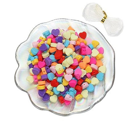 100pcs Mixed Heart Polymer Clay Spacer Beads for Women Jewelry Making DIY Bracelet Necklace Hair Clip Accessories Valentine's Day Gift (Heart) - color: Heart