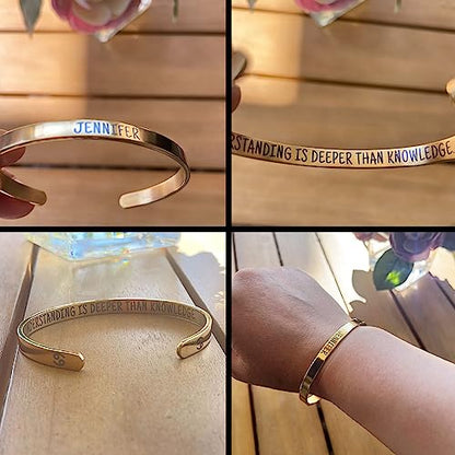 Custom Cuff Bracelets - Double Side Engraved - Personalized Gifts for Women - color: Rose Gold