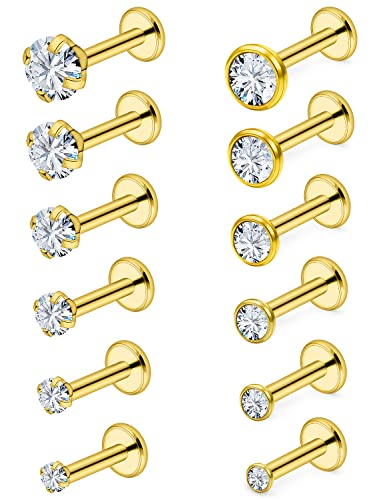 16G Lip Rings Stainless Steel Tragus Helix Conch Piercing Jewelry Snake Bite Piercing Monroe Lip Rings Labret Medusa Cartilage Lobe Earrings Piercing Jewelry CZ 2MM 2.5MM 3MM 3.5MM 4MM 4.5MM - color: 8MM-Gold,2mm/2.5mm/3mm/3.5mm/4mm/4.5mm
