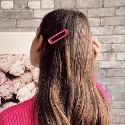 20 PCS Small Rectangle Hair Barrettes For Women Non Slips Snap Clips For Thin Fine Hair,Bright Pink,1.97 x 0.55Inch - color: Bright Pink