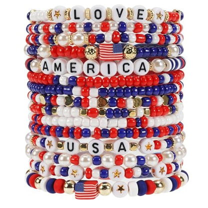 Twinfree Bohemia Beaded Bracelet for Women, Polymer Clay Stretch Bracelets - color: color 2