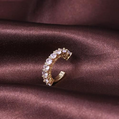 Ear Cuffs Non Piercing Gold Silver Earrings Cute Cubic Zirconia Sparkling Ear Cuff for Women Clip On Cartilage Huggie Earring Christmas Jewelry Costume - color: Gold-One