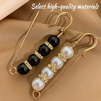 Fashion Pearl Brooch, Sweater Shawl Pearl Pin, Elegant and Fashionable | Enhance your Temperament, Suitable for a Variety of Occasions to Wear, Black - color: Black