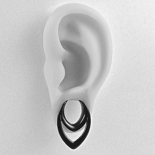 DOEARKO 2PCS Fashion Round Spiral Saddle 316 Stainless Steel Ear Tunnels Plugs Stretcher Gauges For Ear lobe Expander Piercing Body Jewelry - color: #1 Black, size: 14mm(9/16")