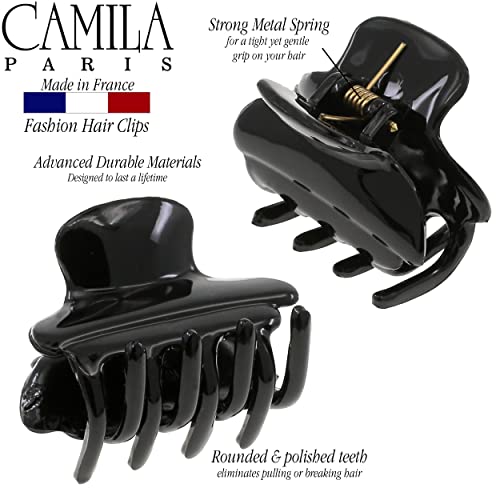 Camila Paris CP3554 French Small Hair Clips for Women, 1.5" Small Claw Clip Fashion Styling Mini Hair Clip Accessories for Women, Strong Hold No Slip Grip Cute Claw Clips, Made in France - color: Black 1.5"