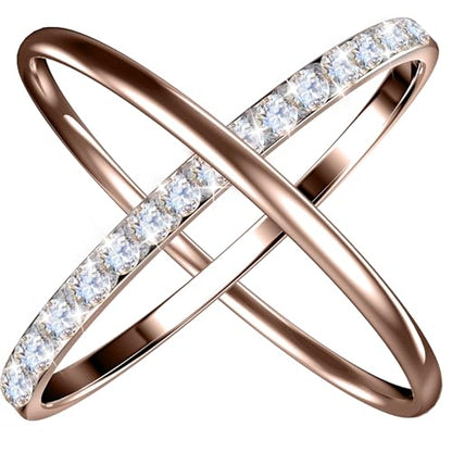 2 Pack 14K Gold Plated Stackable Rings Compatible with Oura Ring 5/Gen 4/Gen 3, Cubic Zirconia Simulated Diamond Stacking Rings Eternity Bands for Smart Ring (RoseGold, 6)