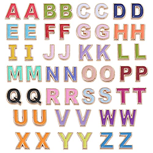 52Pcs Alloy Enamel Letter Shape Beads. | Capital Alphabet 2 Sets of A-Z Charm Beads for DIY Bracelet Necklace Jewelry Making