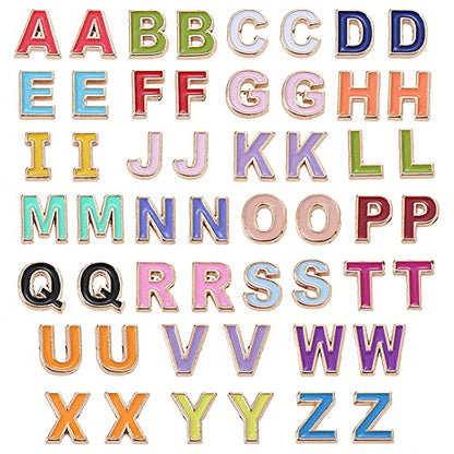 52Pcs Alloy Enamel Letter Shape Beads. | Capital Alphabet 2 Sets of A-Z Charm Beads for DIY Bracelet Necklace Jewelry Making