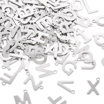 Craftdady Letter Charms Capital Pendants Mixed A-Z Initial Letter Number Charms DIY Bracelet Necklace Pendants for Jewelry Making, Gold, Antique Silver, Platinum - color: Stainless Steel Color