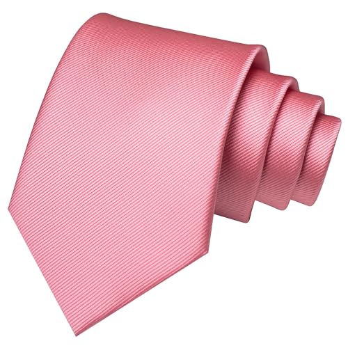 JEMYGINS Solid Color Formal Necktie and Pocket Square Tie Clip Sets for Men - color: Pink
