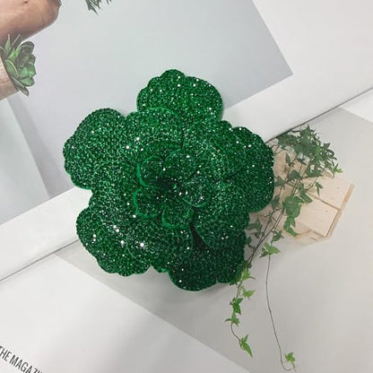 Rhinestone Flower Brooch Pin for Women Men Elegant Sparkly Crystal Camellia Floral Lapel Pins Shawl Dress Suit Clothes Accessories Wedding Party Fashion Jewelry 105mm - color: Green