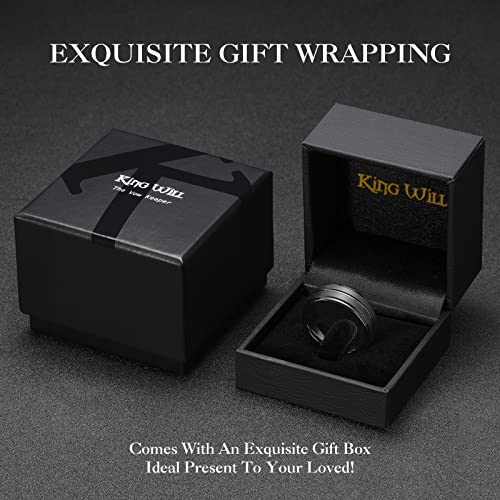 King Will Mens Tungsten Carbide Wedding Band with Groove Design | 6/7/8mm Width, Grooved, Comfort Fit, Everyday Wear - color: Black-8mm