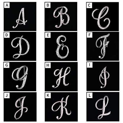 Letter Brooch Pins Initial Rhinestone Brooch for Women Crafts Silvery A-Z - color: Silver A