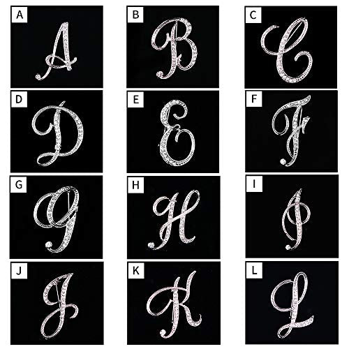 Letter Brooch Pins Initial Rhinestone Brooch for Women Crafts Silvery A-Z - color: Silver I