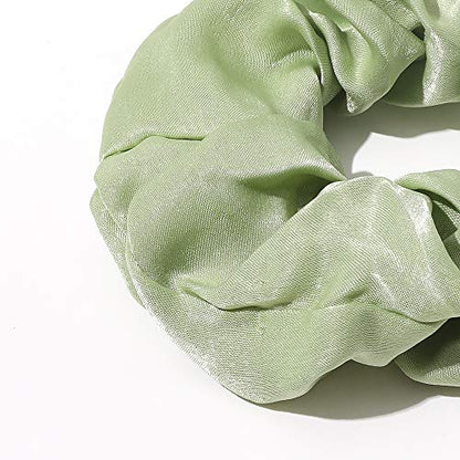 Silk Satin Scrunchies Women Hair Ties - Ivyu Big Scrunchy Ponytail Holder No Crease Hair Bands Soft Elastic No Hurt Your Hair for Vsco Girl Women Gray Dark Green Light Green Beige - color: Gray Dark Green Light Green Beige