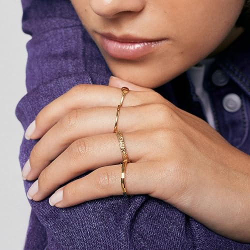 Hey Harper Gold Ring for Women - Gold Plated Stacking Waterproof & Sweatproof Jewerly Ring - Everday Non Tarnish Cute Fashion Circle Rings - style: Daphne Essential Ring