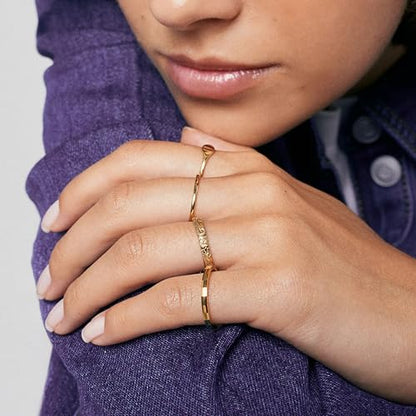 Hey Harper Gold Ring for Women - Gold Plated Stacking Waterproof & Sweatproof Jewerly Ring - Everday Non Tarnish Cute Fashion Circle Rings - style: Daphne Essential Ring