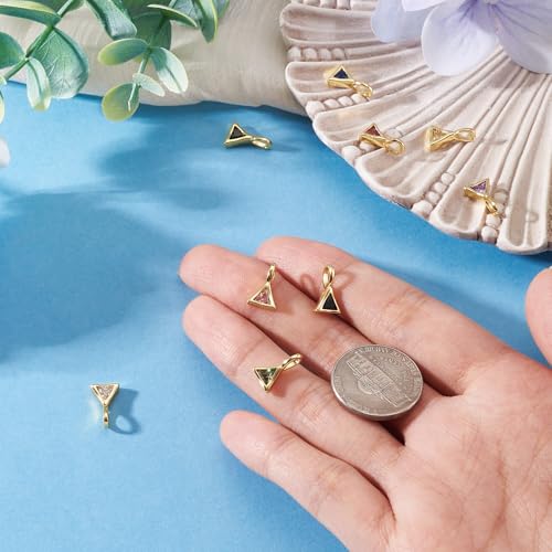 9Pcs Triangle Brass Cubic Zirconia Charms Golden Birthstone Crystal CZ Stone Necklace Charm Cubic Zirconia Pendant for Earring Bracelet DIY Jewelry Making 11.5x7.5x4.5mm - color: Triangle