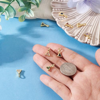 9Pcs Triangle Brass Cubic Zirconia Charms Golden Birthstone Crystal CZ Stone Necklace Charm Cubic Zirconia Pendant for Earring Bracelet DIY Jewelry Making 11.5x7.5x4.5mm - color: Triangle