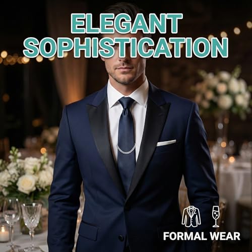 3 Packs Tie Chain for Men Fashion Necktie Clips and Chains Mens Accessories with Ring Clasps for Suits Neckties Vests and Trousers Elegant Tie Pins and Tacks for Business and Wedding Wear