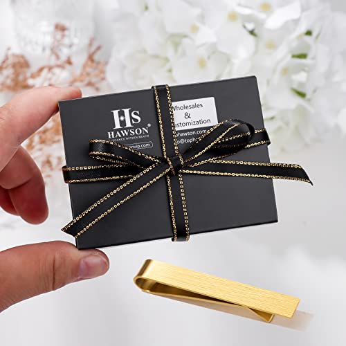HAWSON 2 inch Tie Clips for Men-Skinny Tie Bar Tie Set for Wedding Anniversary Business and Best Gift for Dad Husband Brother - color: 1 PCS - Brush Gold