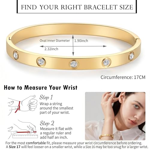 PDWZNBA 18K Gold-Plated Love Friendship Bracelets Trendy Stainless Steel Bangle Jewelry Gifts for Women - style: Ovl_gold