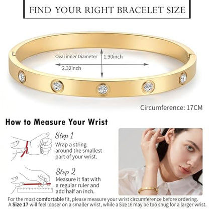 PDWZNBA 18K Gold-Plated Love Friendship Bracelets Trendy Stainless Steel Bangle Jewelry Gifts for Women - style: Ovl_gold